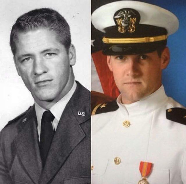 Jesse Tobey's commissioning photo next to his grandfather who was in the Airforce.