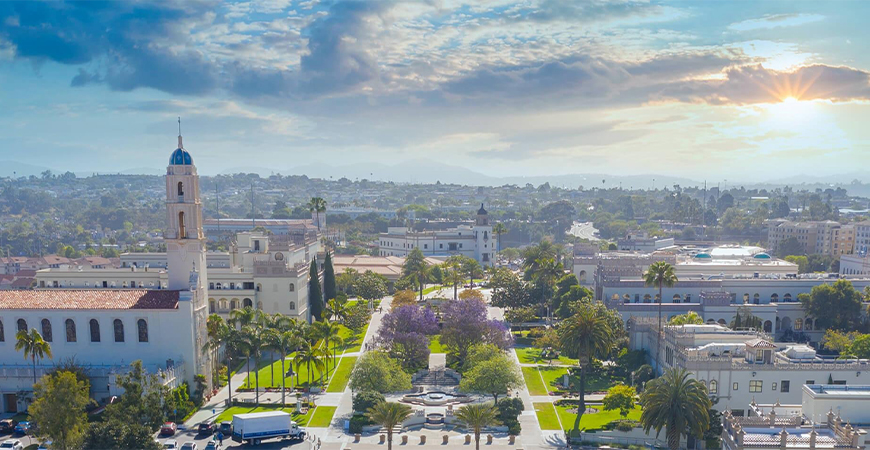 Image of USD on a sunny spring day with clouds in the sky