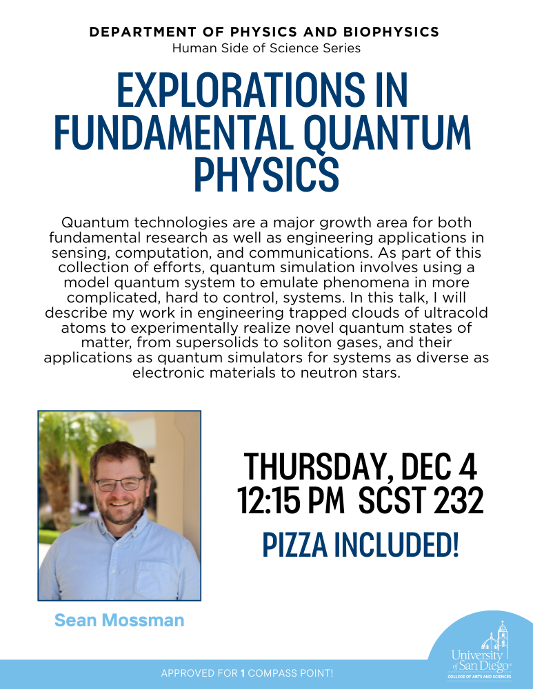 Poster for human side of science speaker series featuring Sean Mossman.