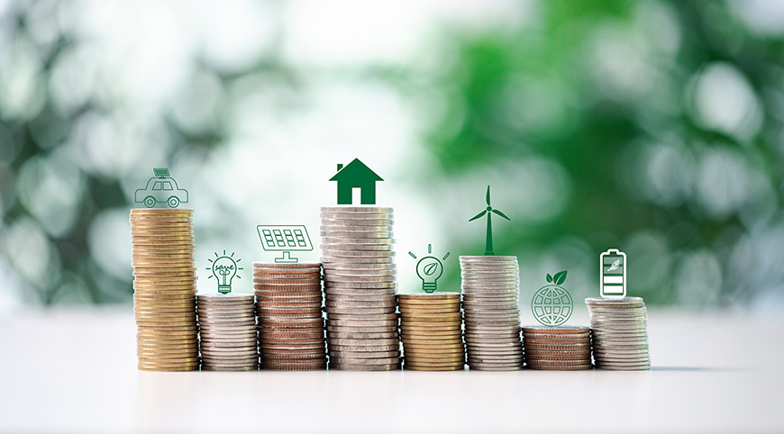 energy affordability depiction with coins and energy symbols