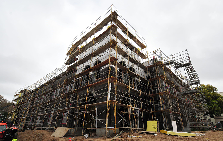 Construction continues on the Learning Commons, which will be the first ground-up building under USD's Renaissance Plan. It is scheduled to open in Fall 2020.