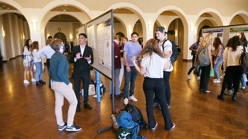 Undergraduates present their research during the Creative Collaborations event on April 21. 