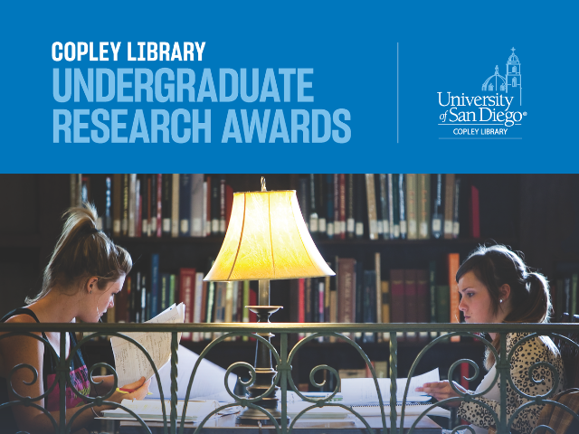 research awards flyer with students studying in the library