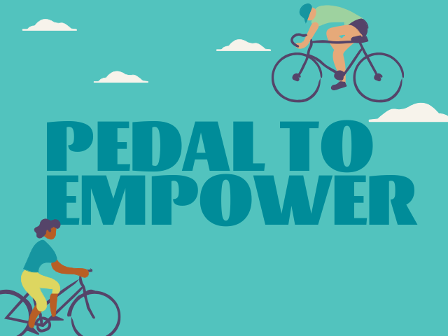 Teel background with cloud and bike graphics and the …