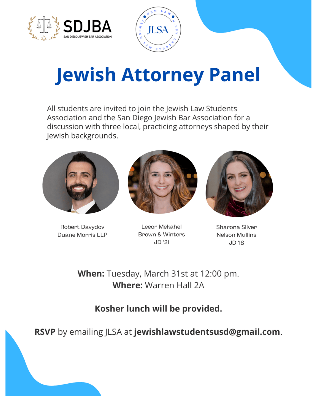 SDJBA and JLSA Jewish in the Law Panel