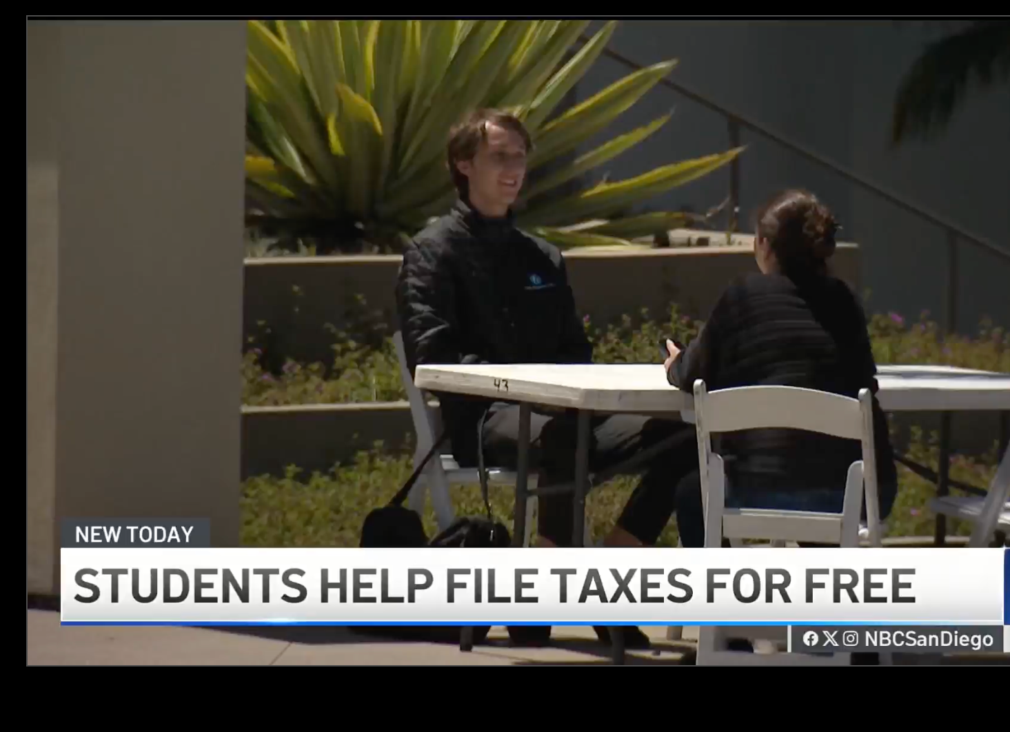 Owen Alkofer sitting in front of knauss 