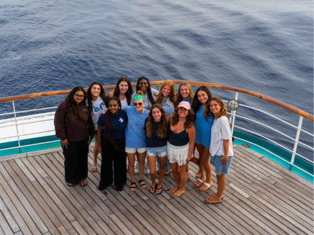 Semester at Sea photo with students 