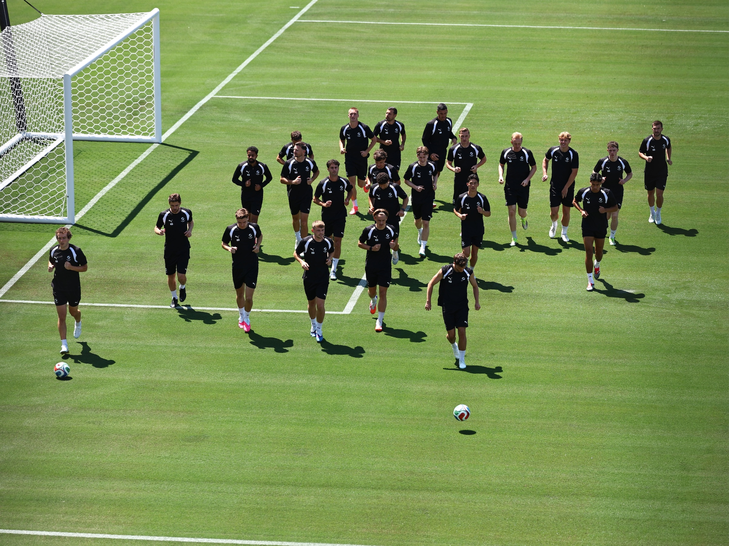 New Zealand National Team warming up for training at Torero Stadium