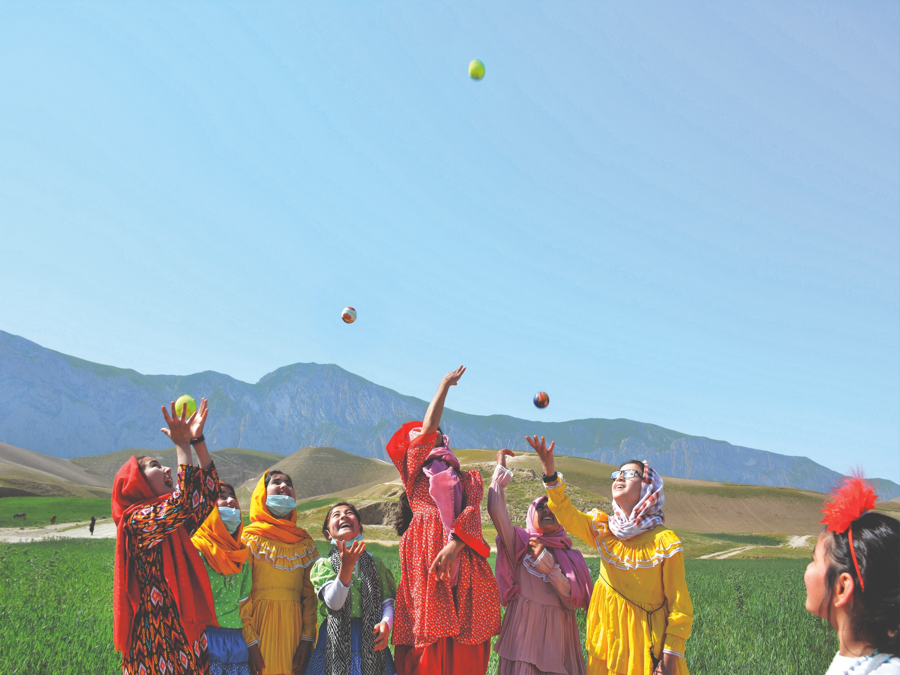 Children of incarcerated women enrolled in the Balkh Child Support Center, operated by Women for Afghan Women, participate in a supervised recreational outing to Shadian Natural Park.