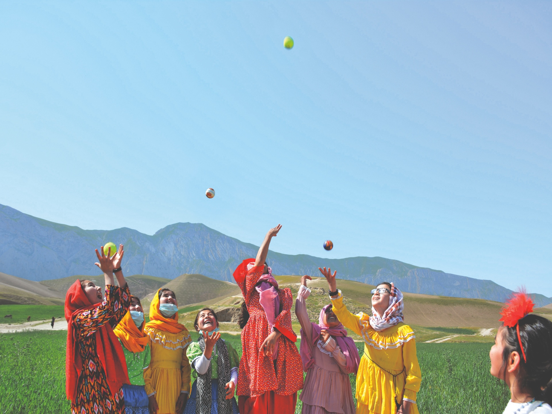 Children of incarcerated women enrolled in the Balkh Child Support Center, operated by Women for Afghan Women, participate in a supervised recreational outing to Shadian Natural Park.