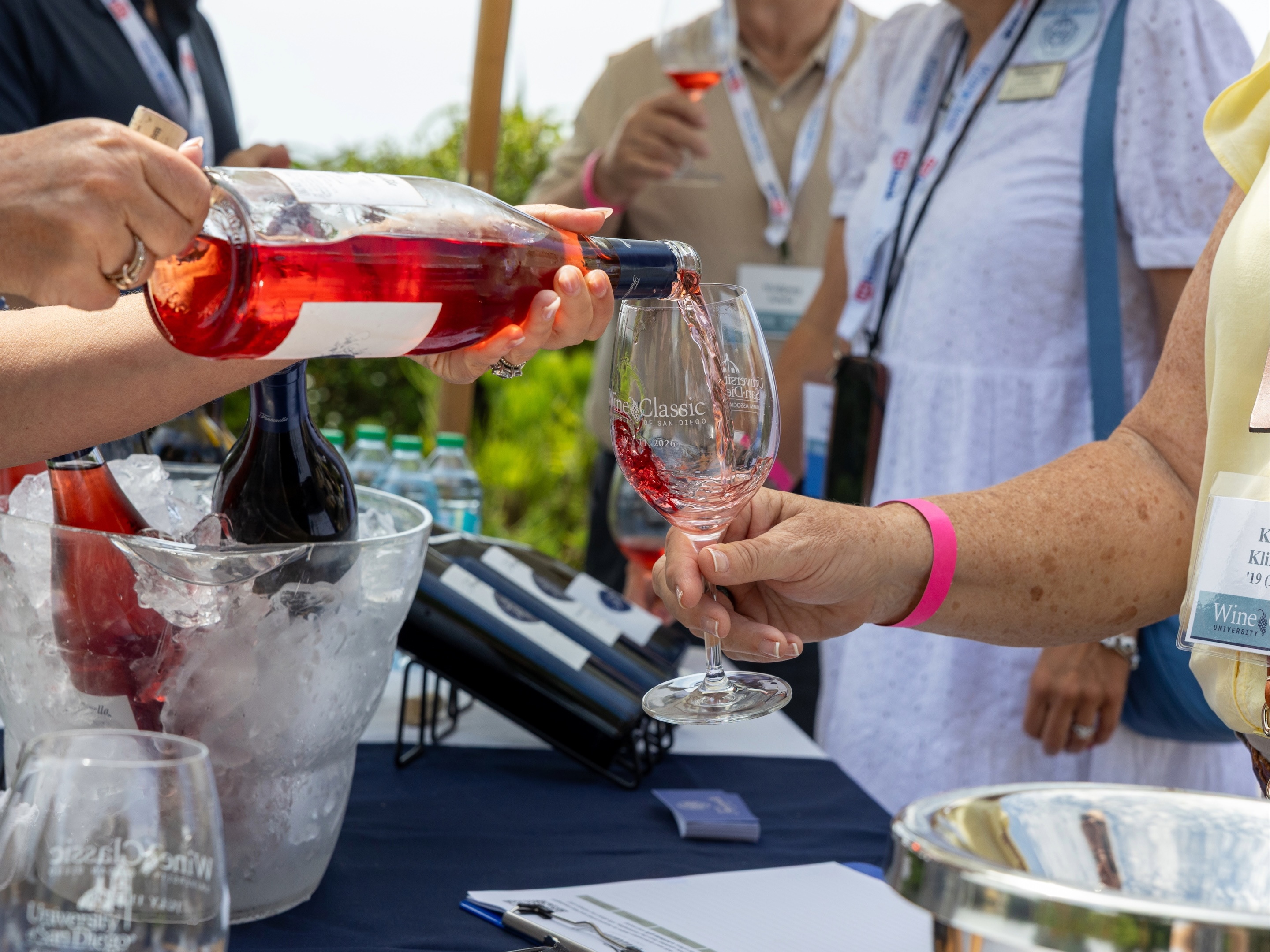One of the event's partners pouring wine at the 2026 USD Wine Classic