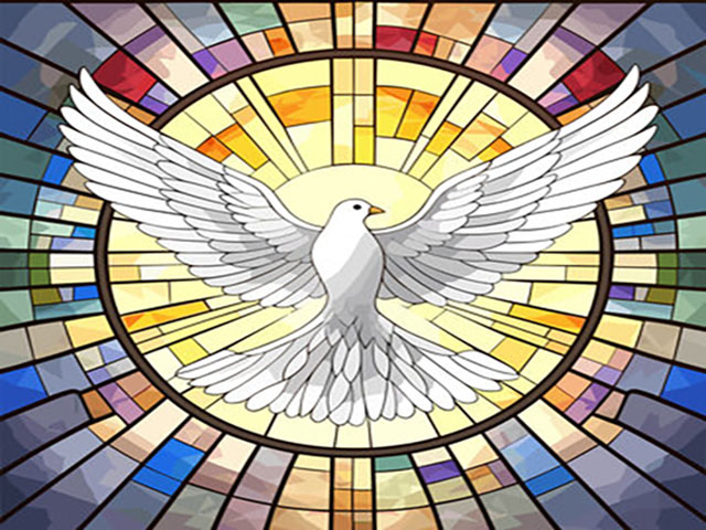 Image of Dove in stained glass