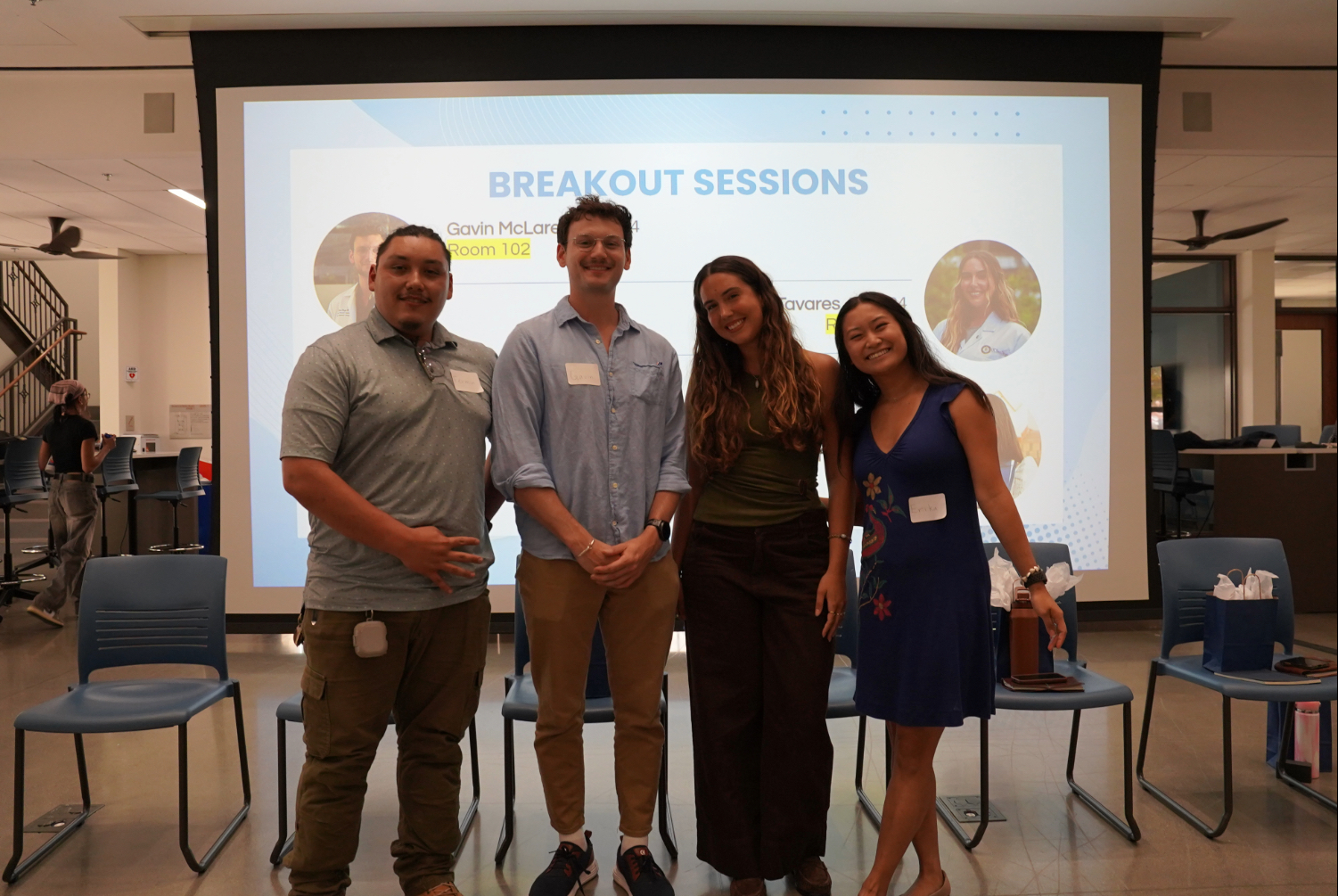Alumni Fermin Martinez, Gavin McLaren, Maria Tavares and Erika Atienza at the Alumni Research Panel.