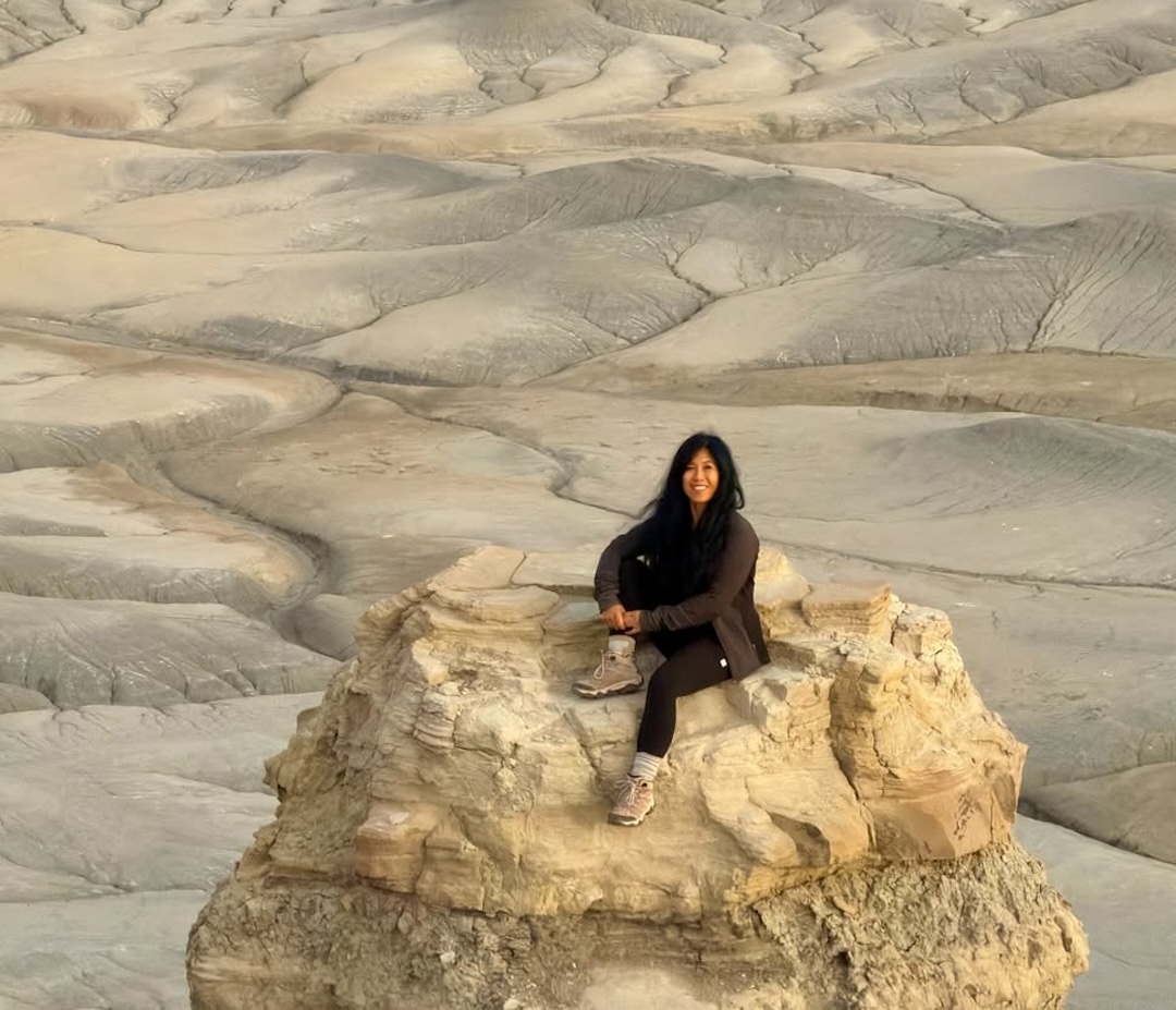 Pearl Mecenas on a desert peak