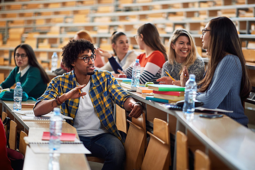 Community college students sitting in a classroom