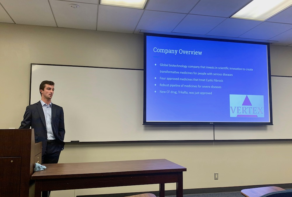 University of San Diego finance student presents his investment recommendation