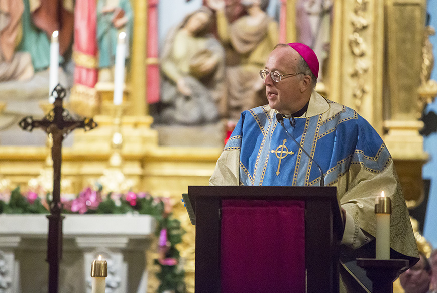 Bishop McElroy presides over a mass in The Immaculata