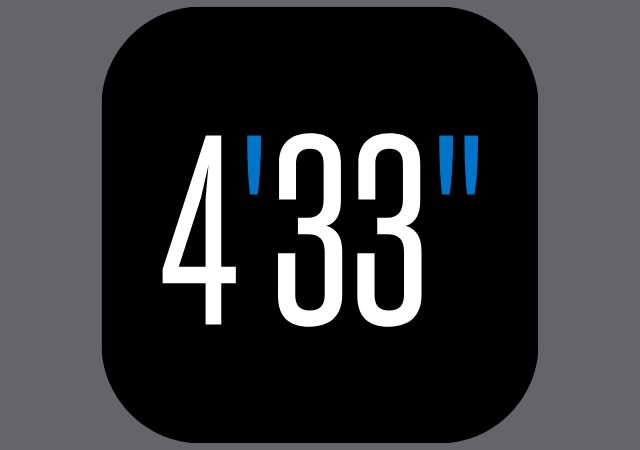 This is a graphic with the text 4 ' 33" on a black background.