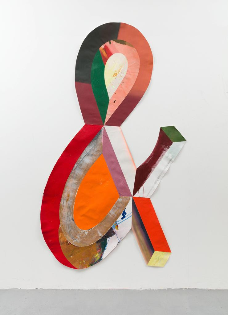 MATT_RICH Ampersand Acrylic on canvas, jute, and muslin 93x56 2018