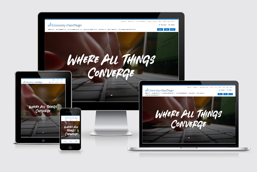 The new USD website in desktop, tablet, and mobile viewports.