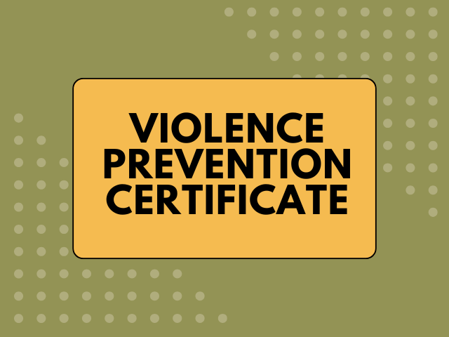 Sage green background with "violence prevention …