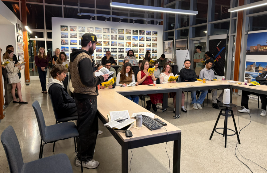 ARCH-330 Students presenting their Zine at the Miller Hull Partnership.